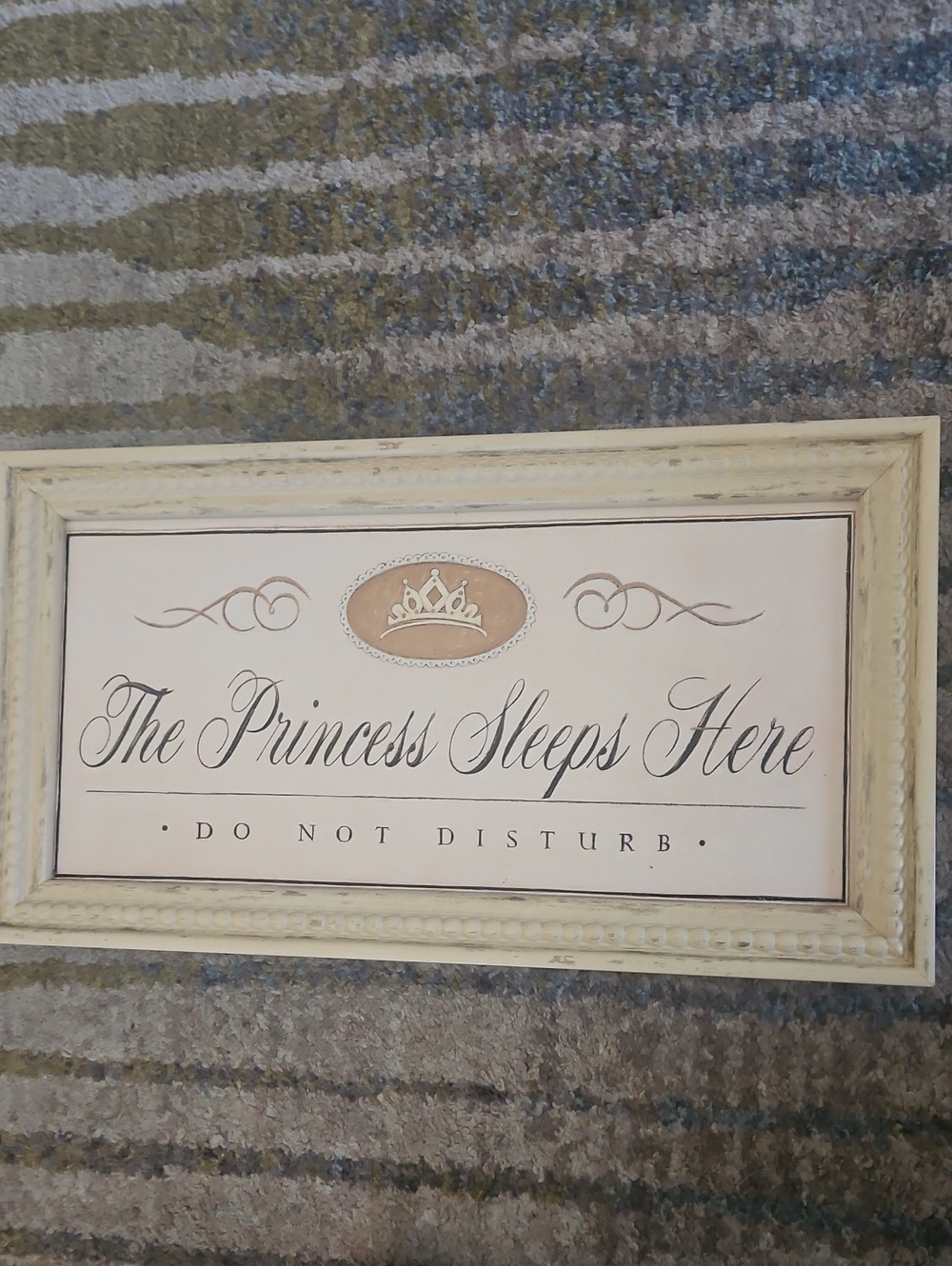 "The Princess Sleeps Here" Framed Wall Sign - Pink and Cream